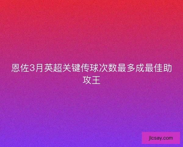 恩佐3月英超关键传球次数最多成最佳助攻王